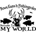 Bows Guns Fishing My World Sticker