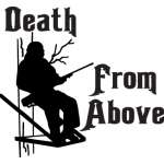 Death From Above Man in Tree Stand Sticker