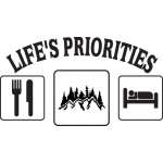 Life's Priorities Eat Mountains Sleep Sticker