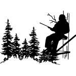 Man in Tree Stand with Trees Sticker