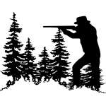 Man Shooting with Trees Sticker
