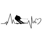 Skiing Heartbeat Sticker