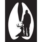 Hunter and Deer in Hoof Print Sticker