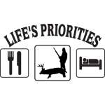Life's Priorites Eat Hunt Sleep Sticker