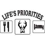 Life's Priorites Eat Buck Sleep Sticker