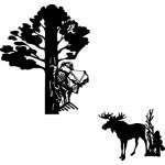 Bowhunter in Tree Shooting Moose Sticker