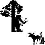 Bowhunter in Tree Shooting Moose Sticker 2