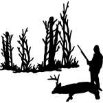 Man and Deer in Woods Sticker