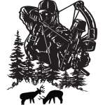 Bowhunter in Trees Shooting Deer Sticker