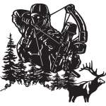 Bowhunter in Trees Shooting Elk Sticker