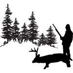 Man and Deer in Woods Sticker 4