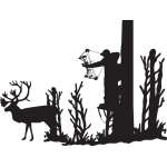 Bowhunter in Trees Shooting Cariboe Sticker