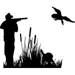 Man Shooting Flying Duck Sticker