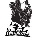 Bowhunter and Elk Family Sticker