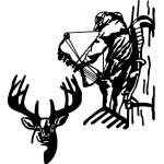 Bowhunter in Tree Stand with Buck Sticker 2