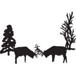 Elk Fighting in Woods Sticker