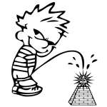 Calvin Pee On All Seeing Eye Pyramid Sticker