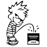Calvin Pee On Radeon Sticker