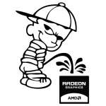 Calvin Pee On Radeon Sticker 2