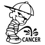 Calvin Pee On Cancer Sticker
