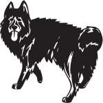 Black Norwegiam Elkhound Dog Sticker