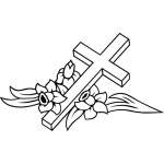 Cross and Flowers Sticker 3081