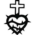 Cross and Heart Sticker 1057