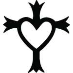 Cross and Heart Sticker 4172