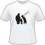 Father and Son Cetching Fish T-Shirt