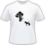 Bowhunter in Tree Shooting Moose T-Shirt