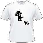 Bowhunter in Tree Shooting Moose T-Shirt 2