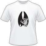 Bowhunter with Buck in Buck Print T-Shirt