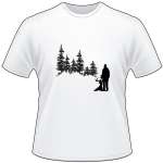 Man and Deer in Woods T-Shirt 5