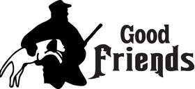 Good Friends Dog and Man Hunting Sticker