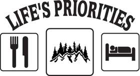Life's Priorities Eat Mountains Sleep Sticker