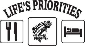 Life's Priorities Eat Salmon Sleep Sticker