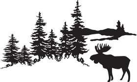 Moose in Woods Sticker