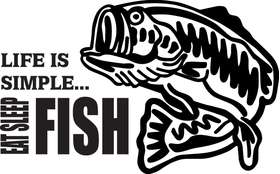 Life Is Simple Eat Sleep Fish Bass Sticker 2