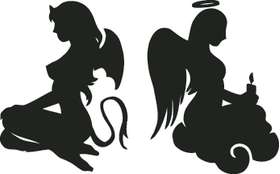 Angel Devil Silhouette Sticker 4121