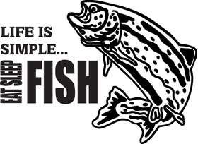 Life is Simple Eat Sleep Fish Salmon Fishing Sticker 2