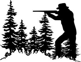 Man Shooting with Trees Sticker
