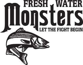 Fresh Water Monsters Let the Fight Begin Striper Fishing Sticker 2