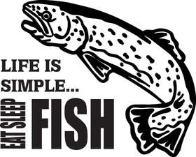 Life is Simple Eat Sleep Fish Salmon Fishing Sticker