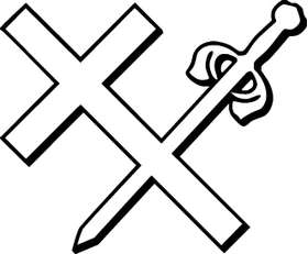 Cross and Sword Sticker  3020