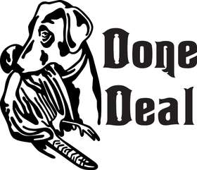 Done Deal Dog and Pheasant Sticker
