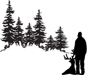 Man and Deer in Woods Sticker 5