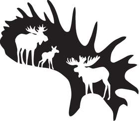 Moose in Moose Horns Sticker
