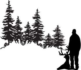 Man and Deer in Woods Sticker 2