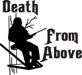 Death From Above Man in Tree Stand Sticker