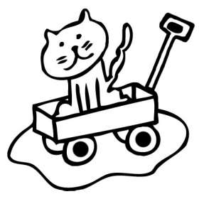 Cat in Wagon Sticker